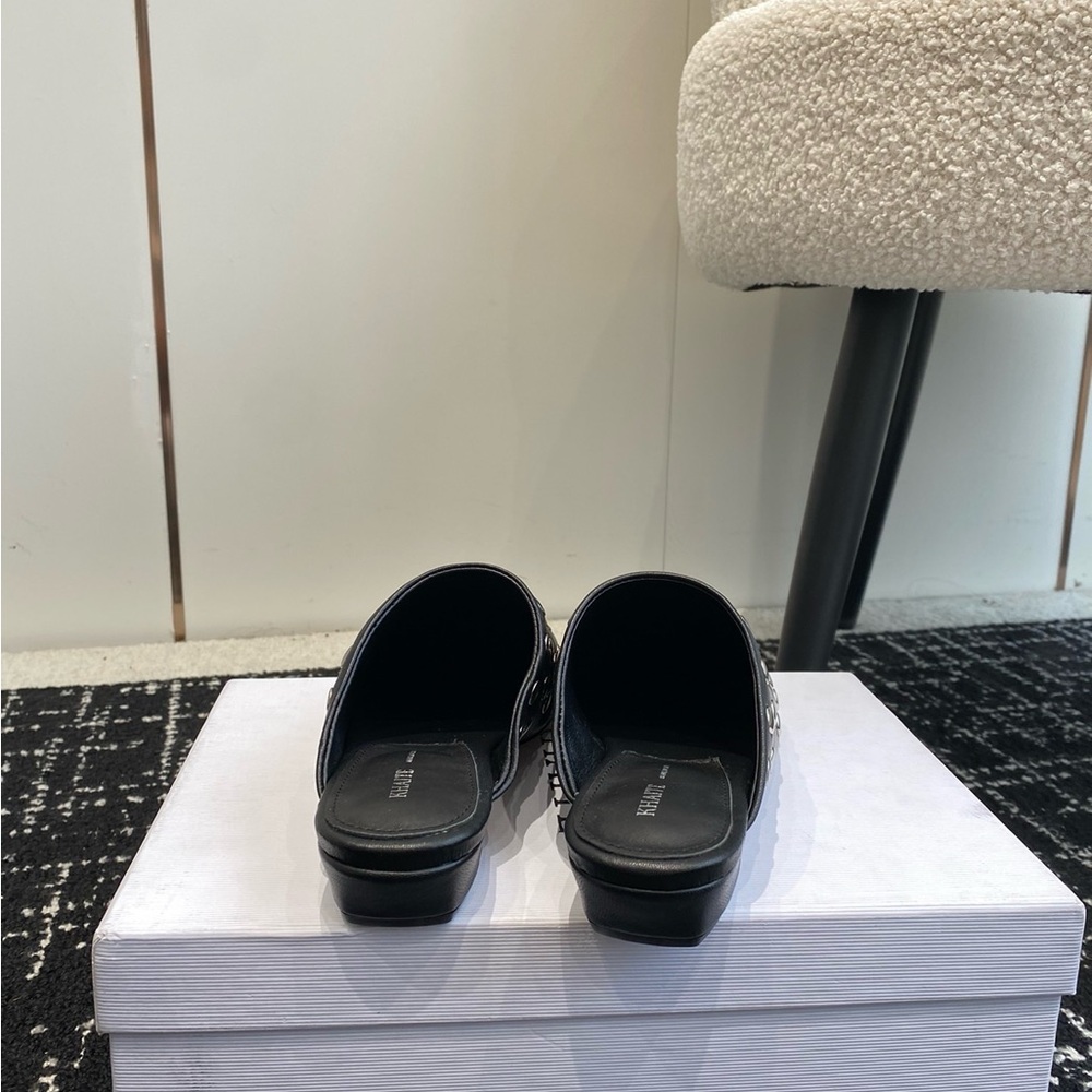 KHAITE Black Leather Studded Slip-On Mules - Picture 8 of 8